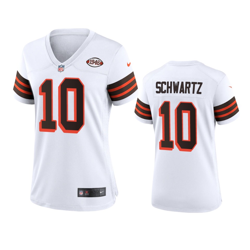 Personalized Women Browns #10 Anthony Schwartz 1946 Collection Alternate Game Limited NFL Jersey – White