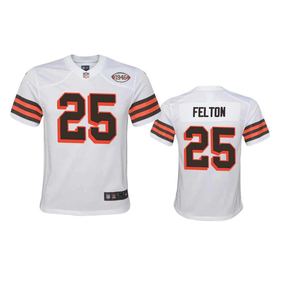 Personalized Youth Browns #25 Demetric Felton 1946 Collection Alternate Game Limited NFL Jersey – White