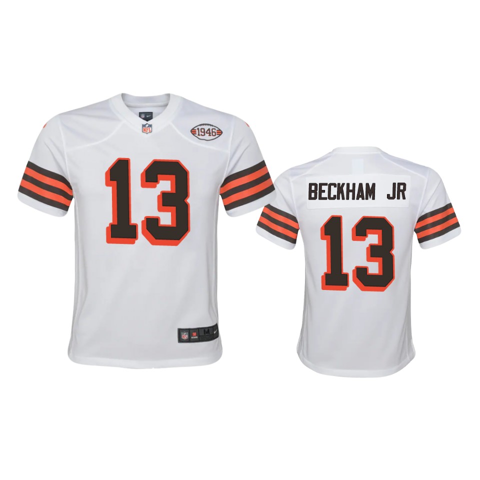 Personalized Youth Browns #13 Odell Beckham Jr. 1946 Collection Alternate Game Limited NFL Jersey – White