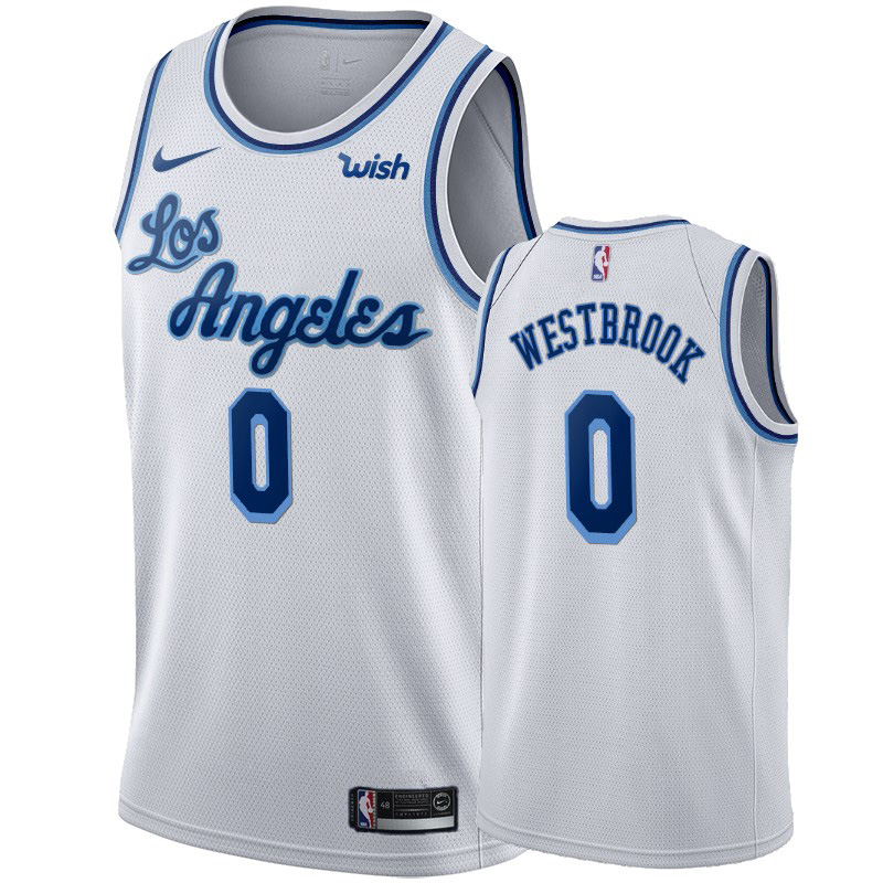 Personalized Lakers #0 Russell Westbrook Youth White 2019-20 Hardwood Classic Edition Stitched NBA Jersey