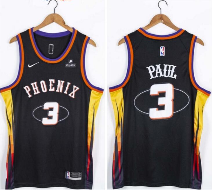Personalized Suns 3 Chris Paul Black Swingman Jersey