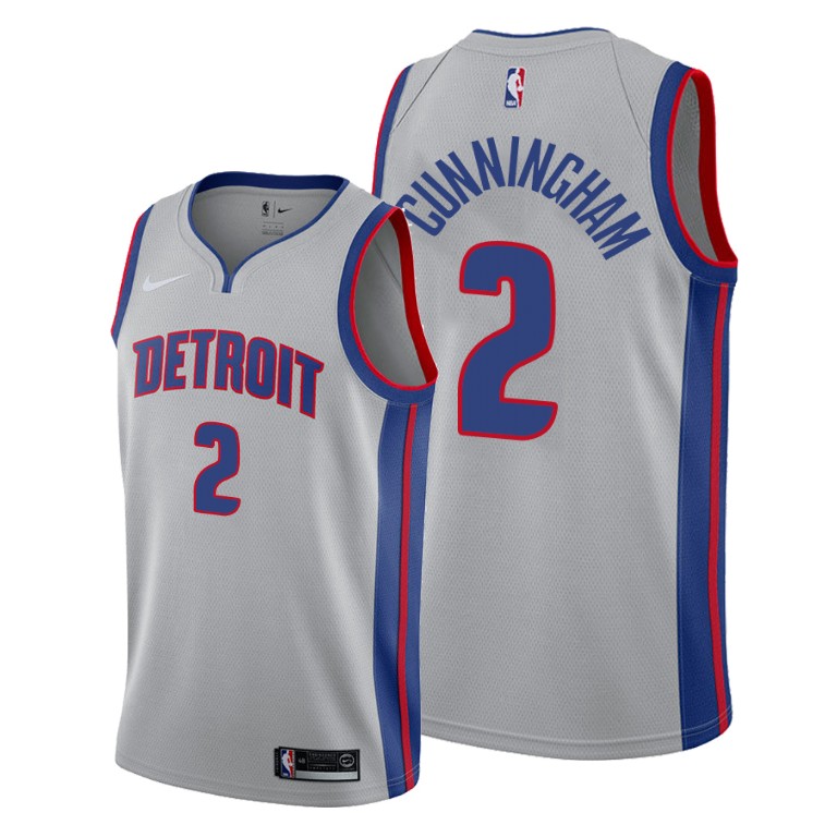Personalized Detroit Pistons #2 Cade Cunningham Gray Jersey 2021 NB.1