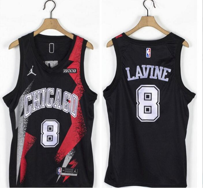 Personalized Bulls 8 Zach LaVine Black Jordan Brand Swingman Jersey