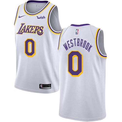 Personalized Lakers #0 Russell Westbrook White NBA Swingman Association Edition Jersey