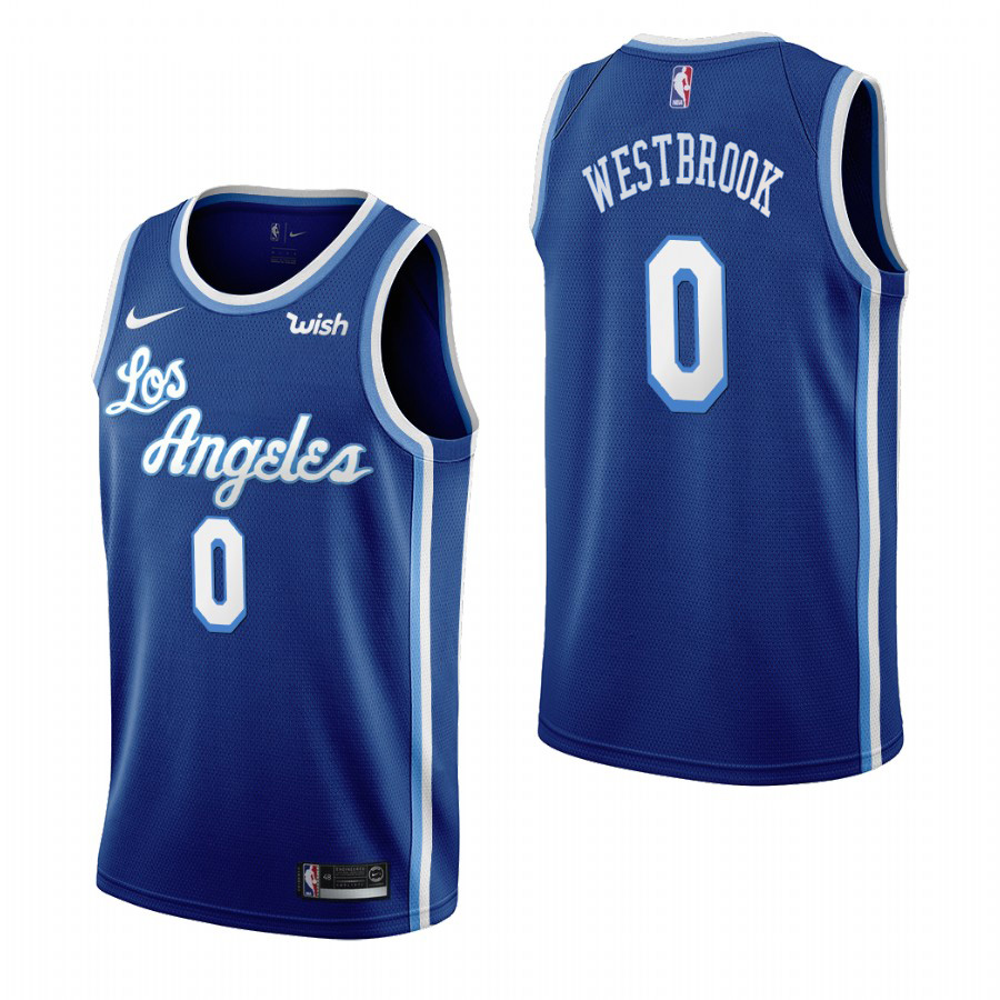 Personalized Los Angeles Lakers #0 Russell Westbrook Blue 2019-20 Classic Edition Stitched NBA Jersey