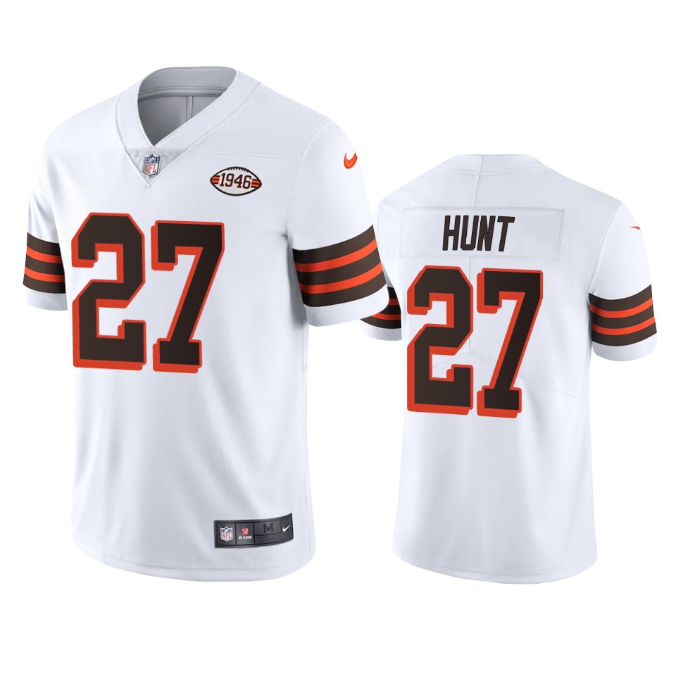 Personalized Cleveland Browns #27 Kareem Hunt 1946 Collection Alternate Limited NFL Jersey – White