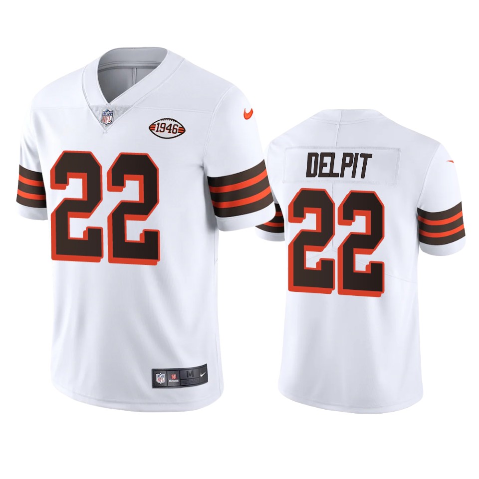 Personalized Cleveland Browns #22 Grant Delpit 1946 Collection Alternate Limited NFL Jersey – White