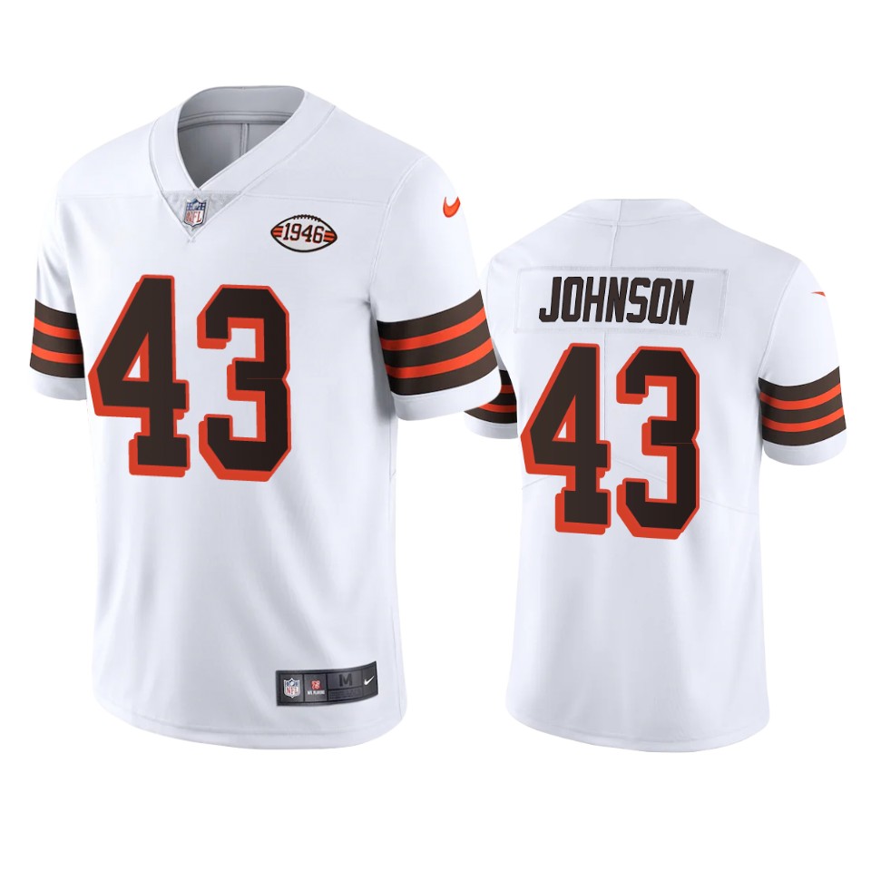 Personalized Cleveland Browns #43 John Johnson 1946 Collection Alternate Limited NFL Jersey – White