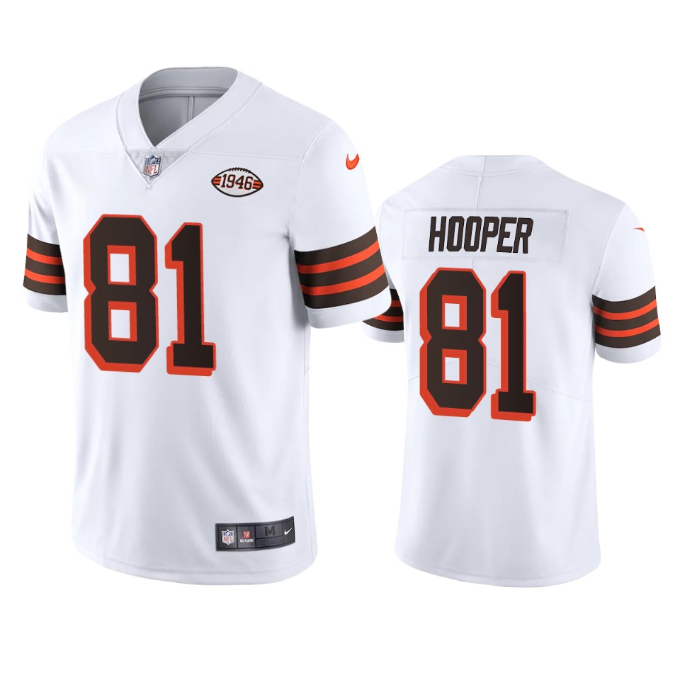Personalized Cleveland Browns #81 Austin Hooper 1946 Collection Alternate Limited NFL Jersey – White