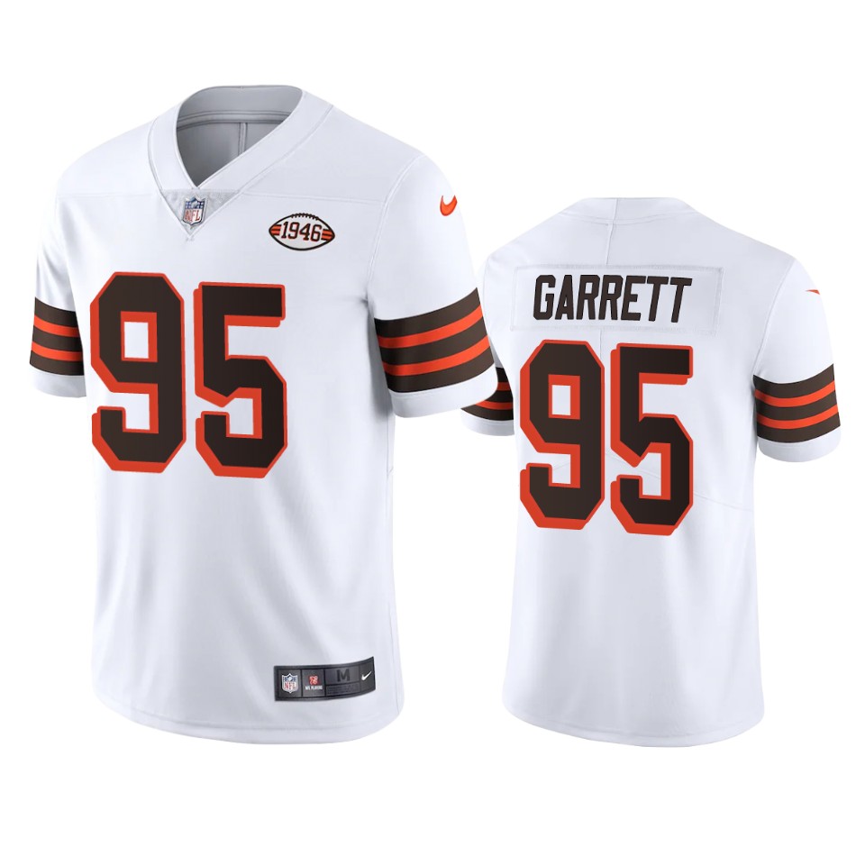 Personalized Cleveland Browns #95 Myles Garrett 1946 Collection Alternate Limited NFL Jersey – White
