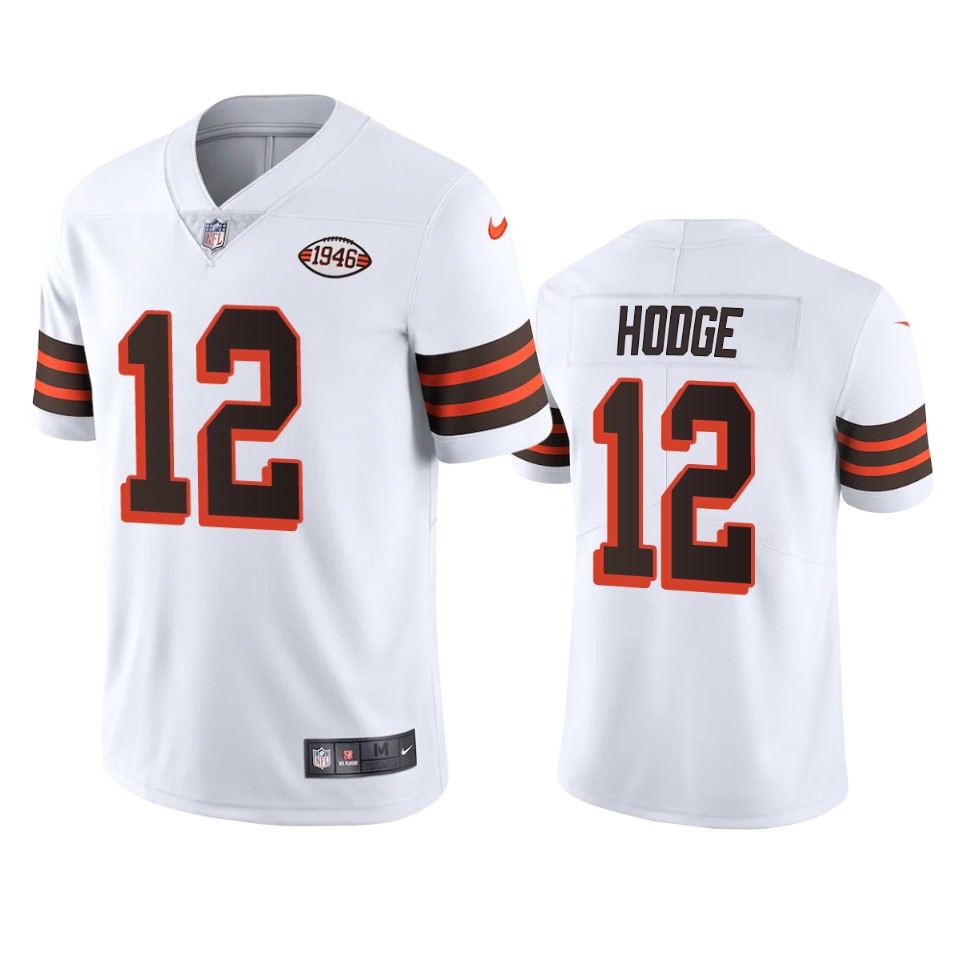 Personalized Cleveland Browns #12 Khadarel Hodge 1946 Collection Alternate Limited NFL Jersey – White