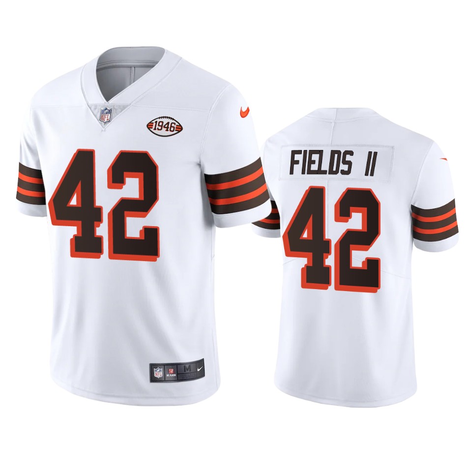 Personalized Cleveland Browns #42 Tony Fields II 1946 Collection Alternate Limited NFL Jersey – White