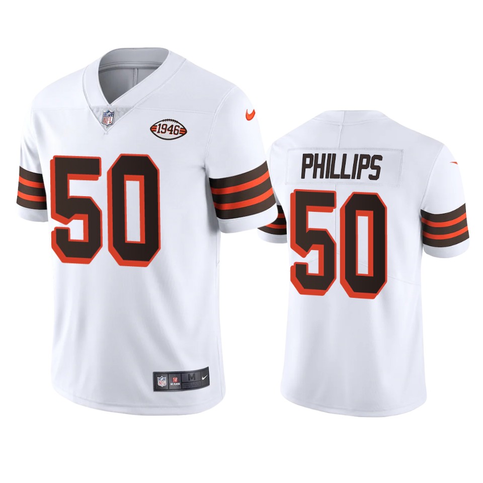 Personalized Cleveland Browns #50 Jacob Phillips 1946 Collection Alternate Limited NFL Jersey – White