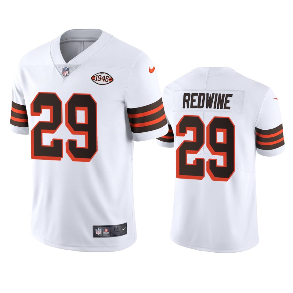 Personalized Cleveland Browns #29 Sheldrick Redwine 1946 Collection Alternate Limited NFL Jersey – White