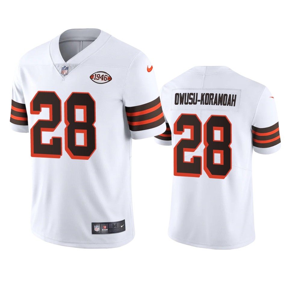 Personalized Cleveland Browns #28 Jeremiah Owusu-Koramoah 1946 Collection Alternate Limited NFL Jersey – White