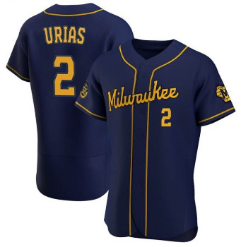 Personalized Men’s Milwaukee Brewers #2 Luis Urias Navy Alternate Flexbase Jersey