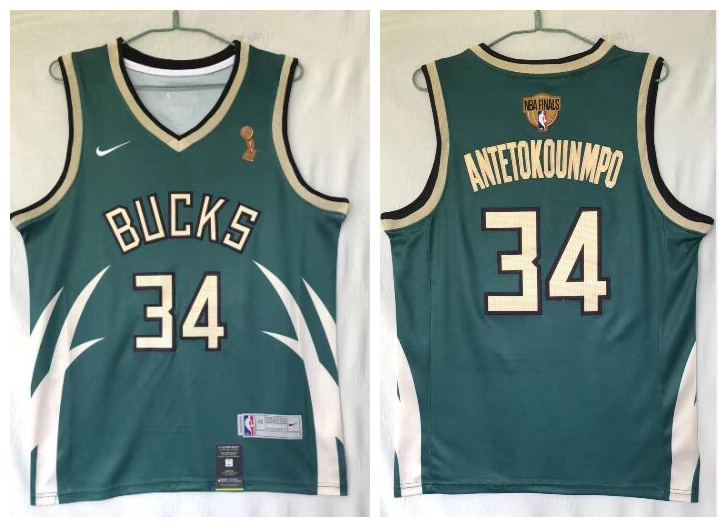Personalized Bucks 34 Giannis Antetokounmpo Green 2021 Earned Edition NBA Finals Champions Swingman Jersey