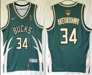 Personalized Men’s Milwaukee Bucks #34 Giannis Antetokounmpo Green Swingman 2021 Champions Earned Edition Stitched Jersey