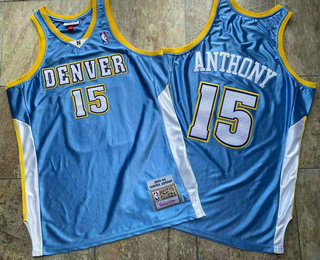 Personalized Men’s Denver Nuggets #15 Carmelo Anthony Blue 2003-04 Hardwood Classics Soul AU Stitched NBA Throwback Jersey