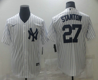 Personalized Men’s New York Yankees #27 Giancarlo Stanton White Stitched MLB Cool Base Jersey