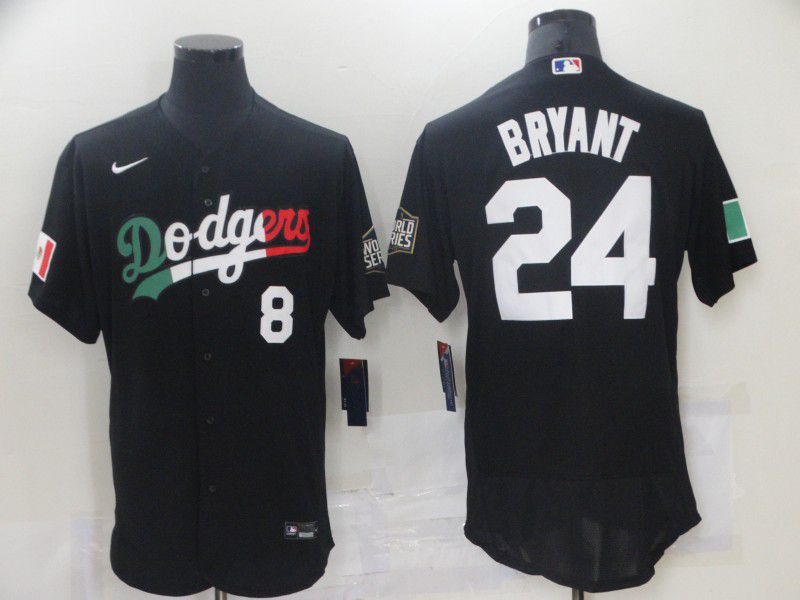 Personalized Men’s Los Angeles Dodgers #8 #24 Kobe Bryant Black Mexico 2020 World Series Flex Base Jersey