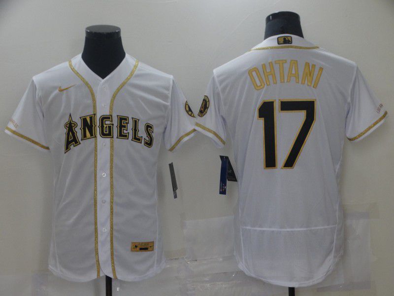 Personalized Men Los Angeles Angels 17 Ohtani White Elite 2021 MLB Jersey