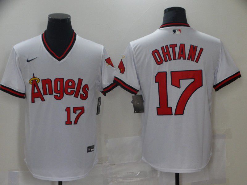 Personalized Men Los Angeles Angels 17 Ohtani White Game Throwback 2021 MLB Jersey