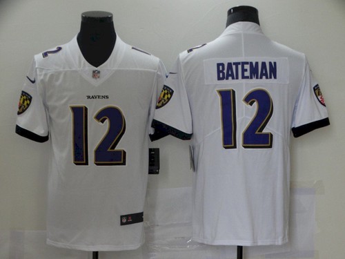 Personalized Men’s Baltimore Ravens #12 Rashod Bateman White 2021 Draft Jersey