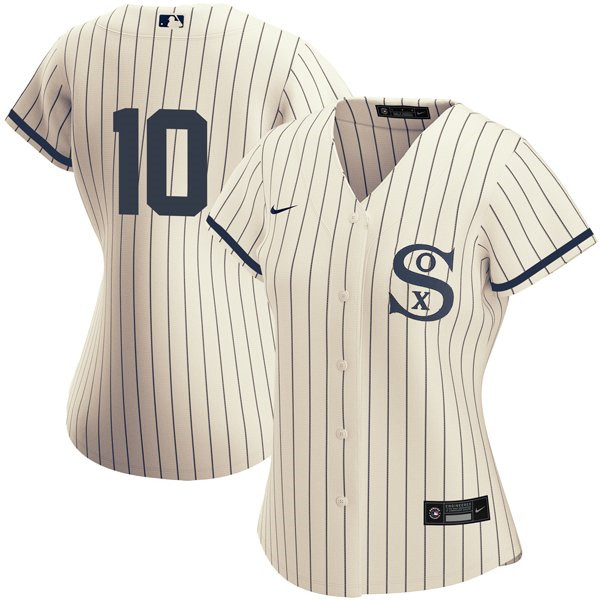 Personalized Women’s Chicago White Sox Field of Dreams #10 Yoan Moncada Cream Jersey