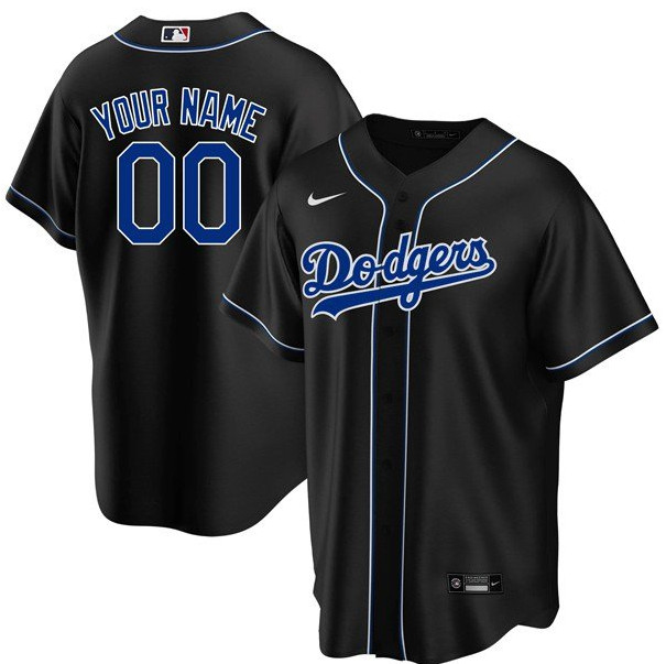 Personalized Custom Men’s Los Angeles Dodgers Black Fashion Cool Base Jersey