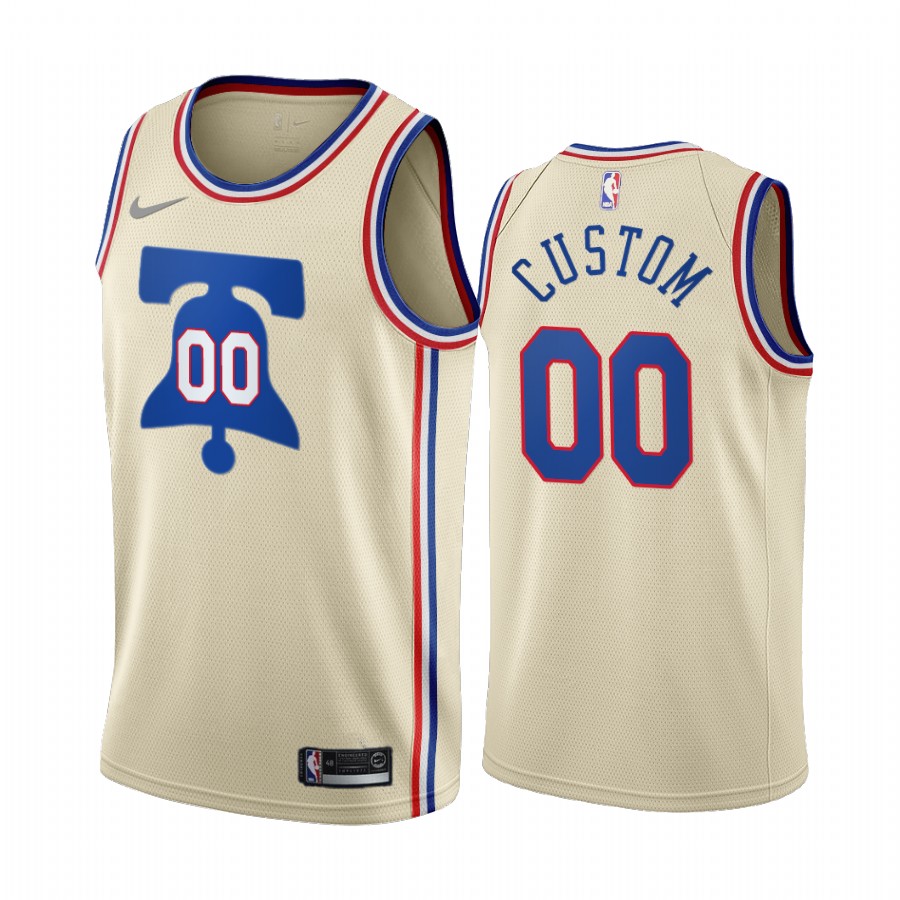 Personalized Men’s 76ers Personalized Cream NBA Swingman 2020-21 Earned Edition Jersey