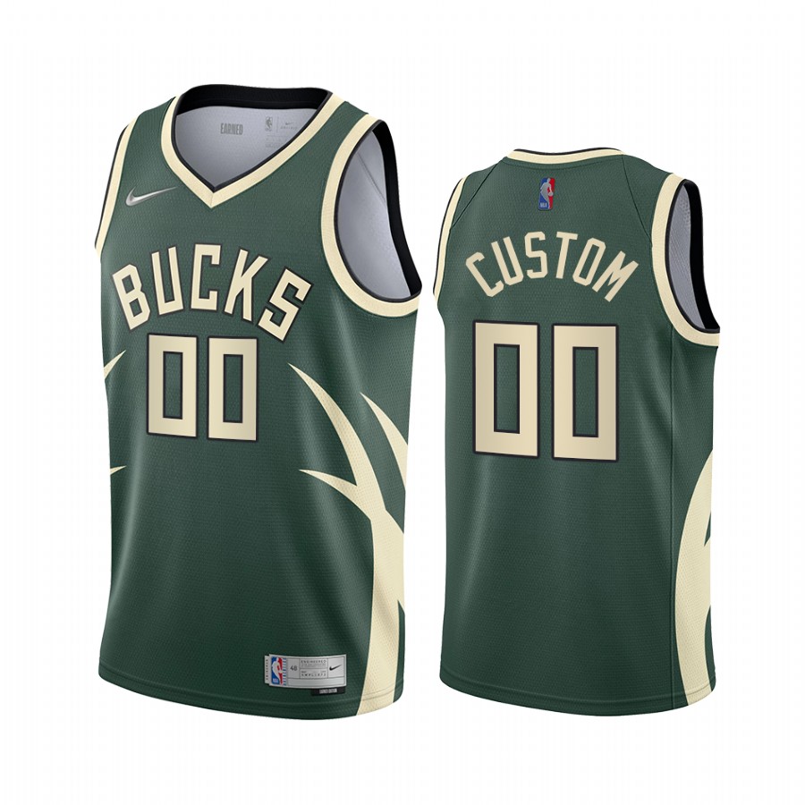 Personalized Milwaukee Bucks Personalized Green NBA Swingman 2020-21 Earned Edition Jersey