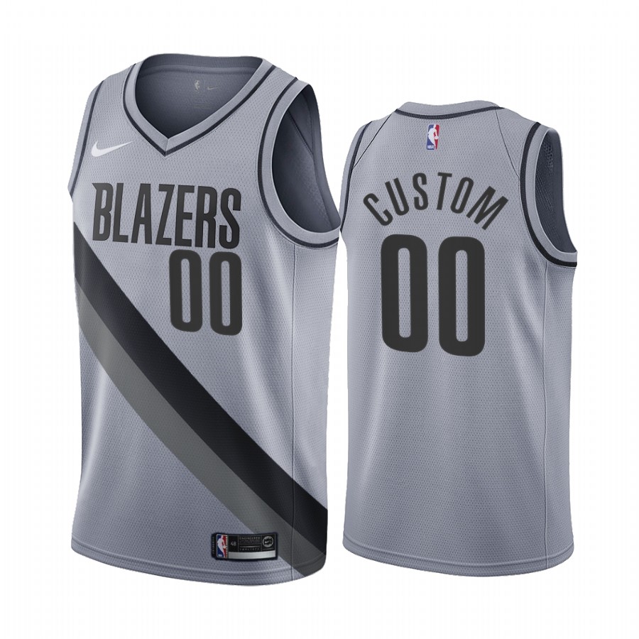 Personalized Portland Trail Blazers Personalized Gray NBA Swingman 2020-21 Earned Edition Jersey