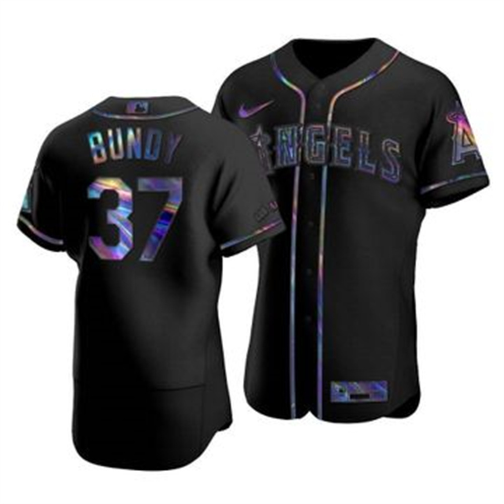 Personalized Los Angeles Angels #37 Dylan Bundy Men’s Iridescent Holographic Collection MLB Jersey – Black