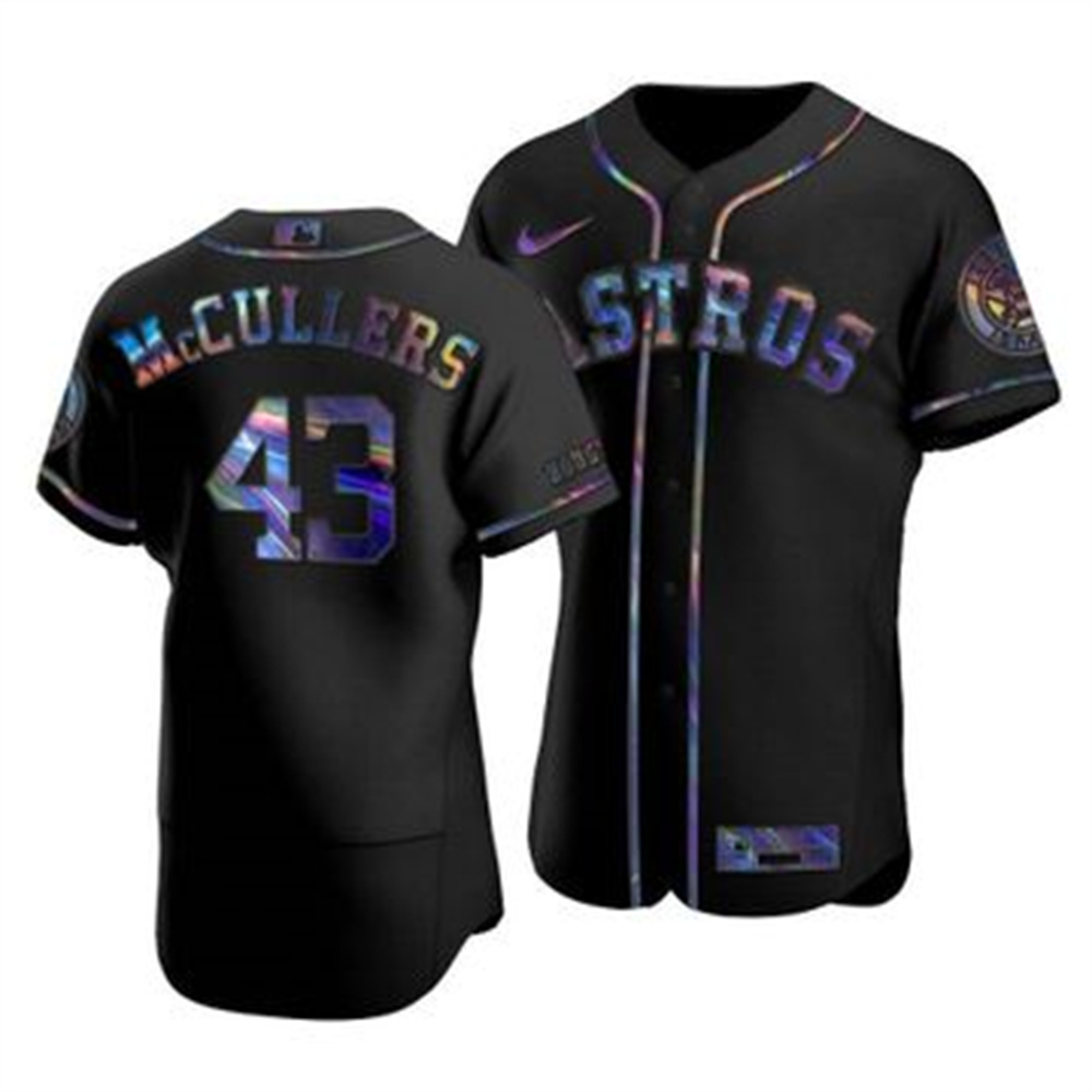 Personalized Houston Astros #43 Lance McCullers Men’s Iridescent Holographic Collection MLB Jersey – Black