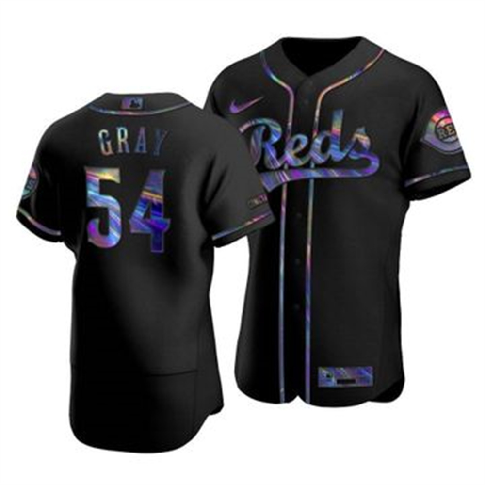 Personalized Cincinnati Reds #54 Sonny Gray Men’s Iridescent Holographic Collection MLB Jersey – Black