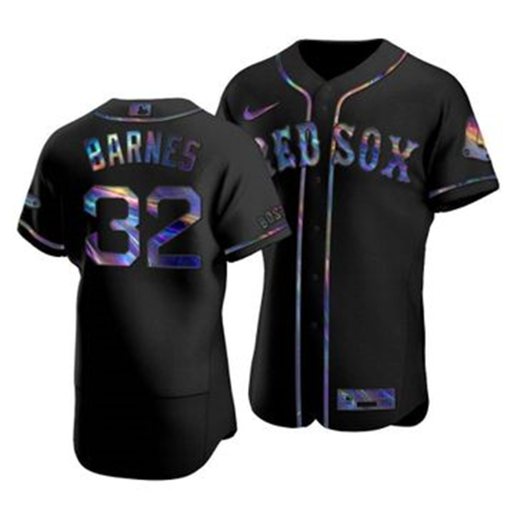 Personalized Boston Red Sox #32 Matt Barnes Men’s Iridescent Holographic Collection MLB Jersey – Black