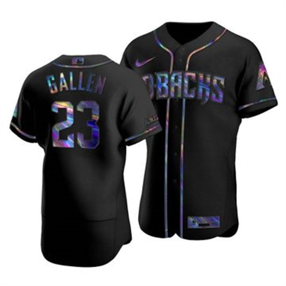 Personalized Arizona Diamondbacks #23 Zac Gallen Men’s Iridescent Holographic Collection MLB Jersey – Black