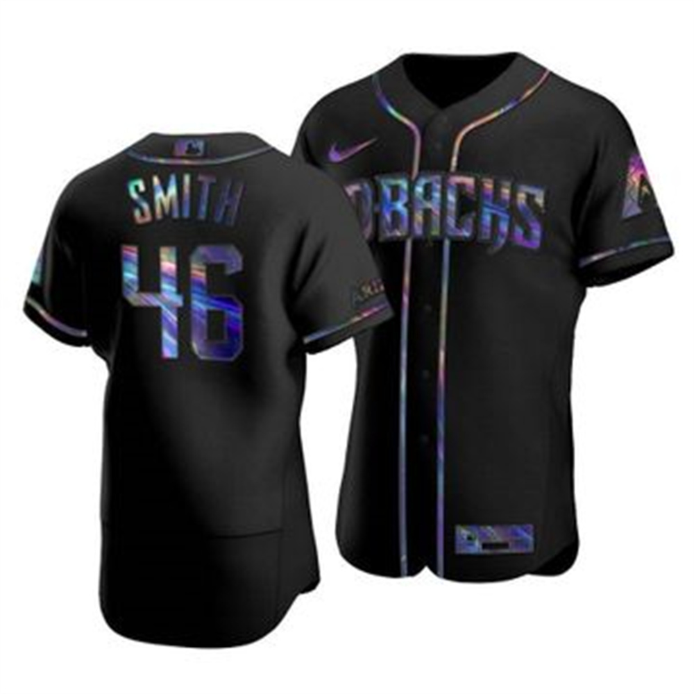 Personalized Arizona Diamondbacks #46 Riley Smith Men’s Iridescent Holographic Collection MLB Jersey – Black
