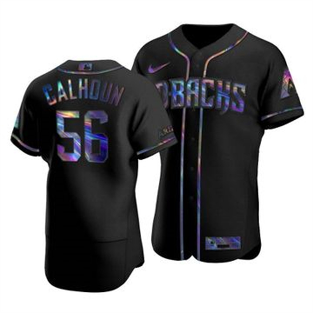 Personalized Arizona Diamondbacks #56 Kole Calhoun Men’s Iridescent Holographic Collection MLB Jersey – Black