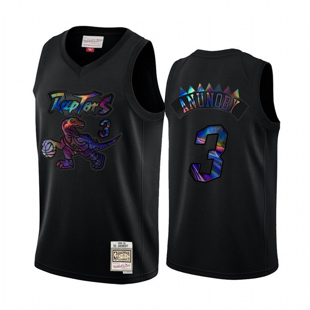 Personalized Toronto Raptors #3 OG Anunoby Men’s Iridescent HWC Limited NBA Jersey – Black