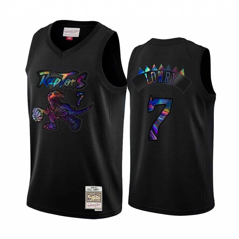 Personalized Toronto Raptors #7 Kyle Lowry Men’s Iridescent HWC Limited NBA Jersey – Black