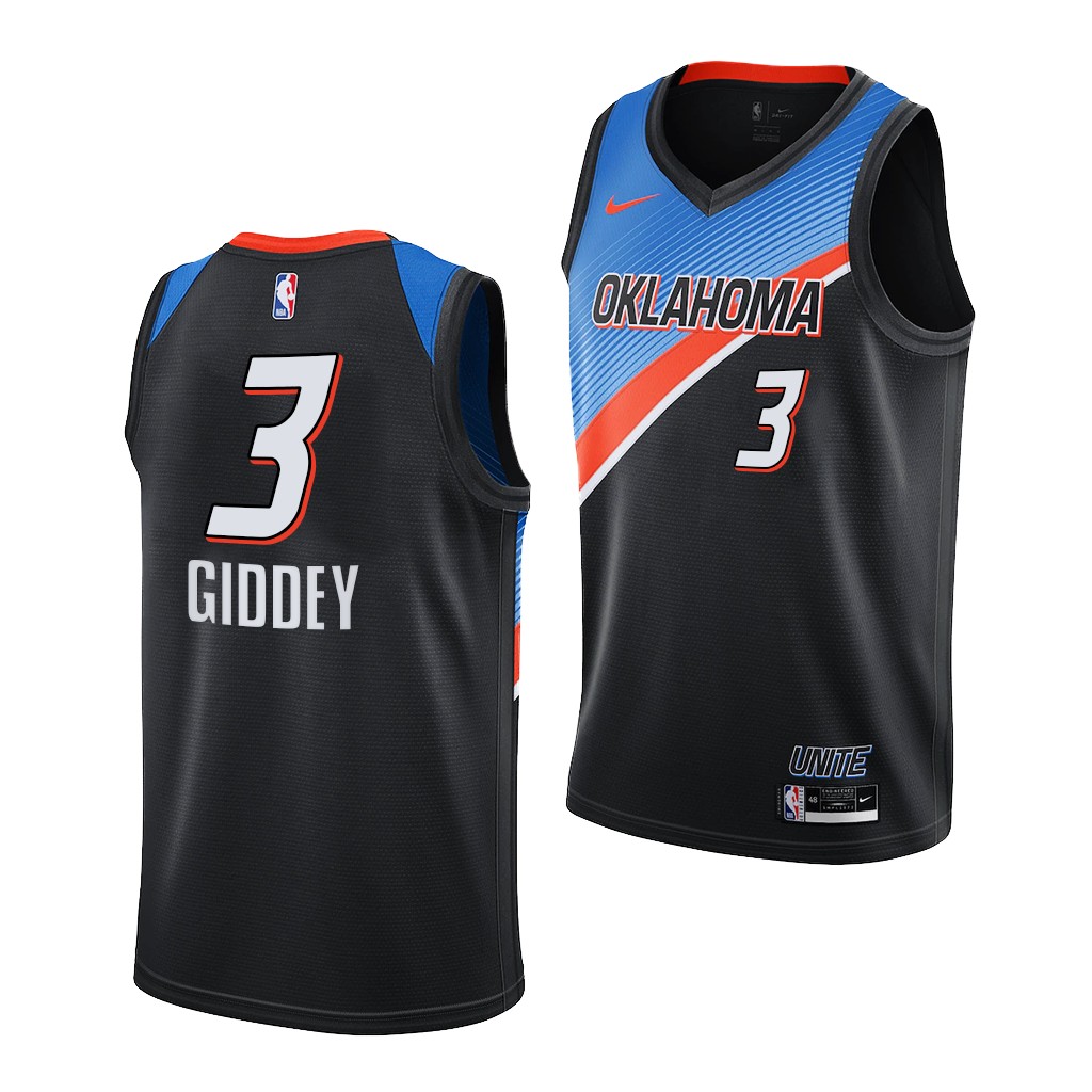 Personalized Oklahoma City Thunder #3 Josh Giddey Black Jersey