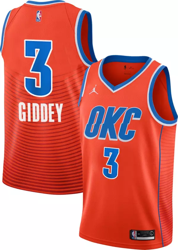 Personalized Oklahoma City Thunder #3 Josh Giddey Orange NBA Swingman Statement Edition 2019 2020 Jersey