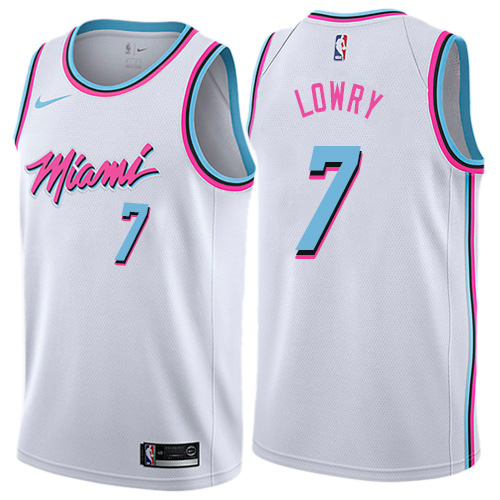 Personalized Heat #7 Kyle Lowry White NBA Swingman City Edition Jersey