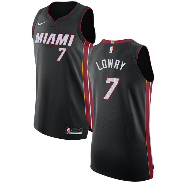 Personalized Heat #7 Kyle Lowry Black NBA Authentic Icon Edition Jersey