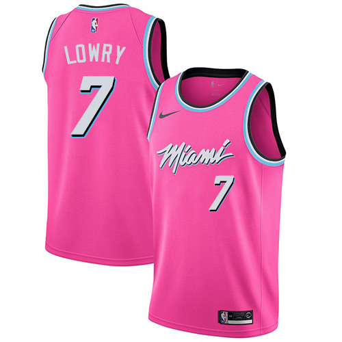 Personalized Heat #7 Kyle Lowry Pink NBA Swingman Earned Edition Jersey