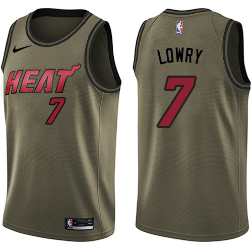 Personalized Heat #7 Kyle Lowry Green Salute to Service NBA Swingman Jersey
