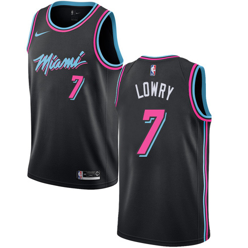 Personalized Heat #7 Kyle Lowry Black NBA Swingman City Edition 2018 19 Jersey