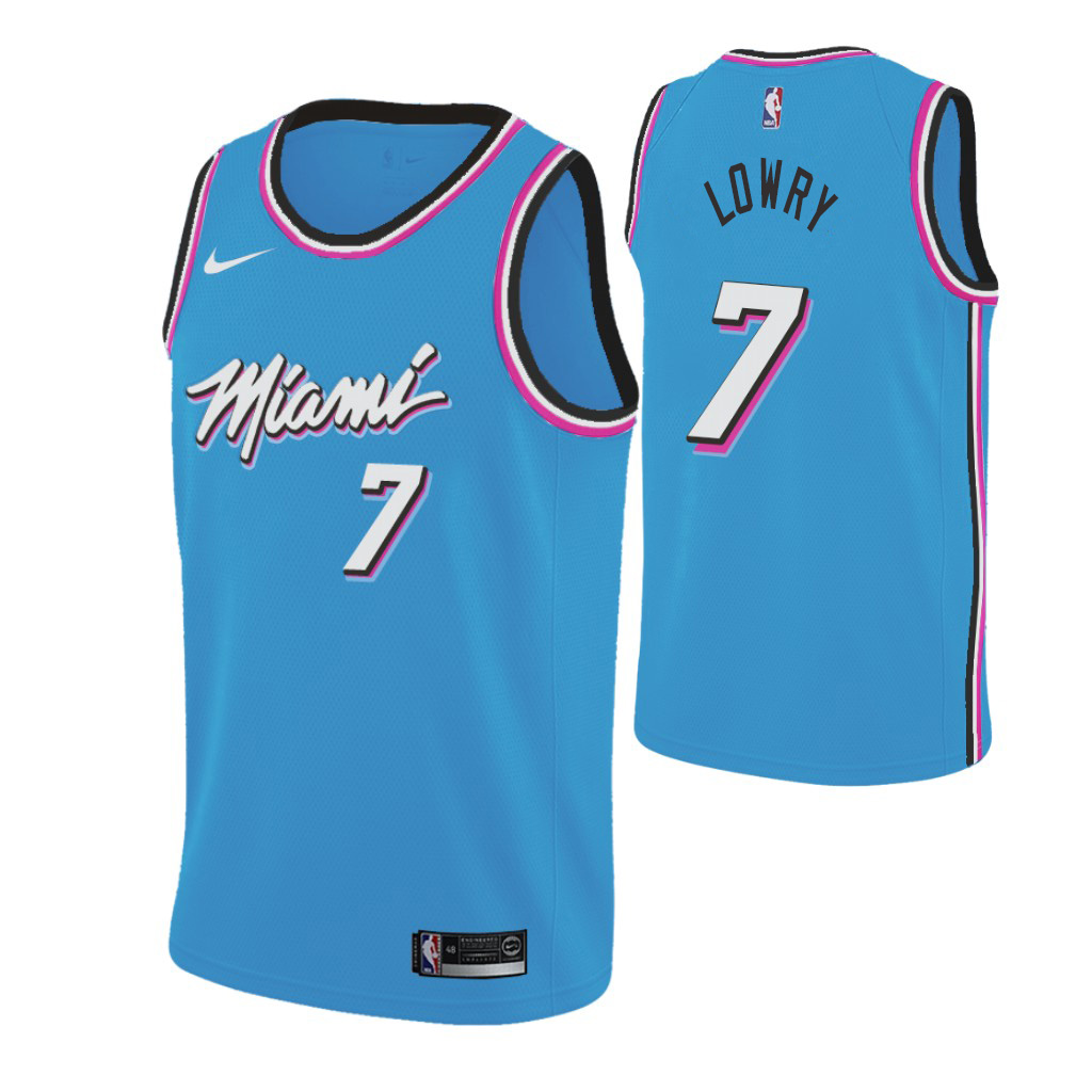 Personalized Heat #7 Kyle Lowry 2019-20 Men’s Blue Miami City Edition NBA Jersey